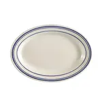 C.A.C. BLU-34, #6 9.38-Inch Stoneware Oval Platter with Blue Rim, 2 DZ/CS