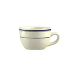 C.A.C. BLU-37, 7 Oz 3.75-Inch Short Stoneware Cup with Blue Rim, 3 DZ/CS