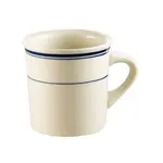 C.A.C. BLU-38, 8 Oz 3 3/8-Inch Stoneware Coffee Mug with Blue Rim, 3 DZ/CS