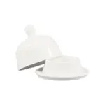 C.A.C. BUT-1, 3.5-Inch White Porcelain Butter Dish with Lid, 24-Set/CS