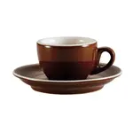 C.A.C. CFB-35, 3.5 Oz Venice Brown Cup and Saucer Stoneware Set, 36-Set/CS
