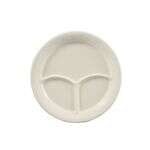 C.A.C. CMP-9, 9.5-Inch White Porcelain 3 Compartment Round Plate, 2 DZ/CS