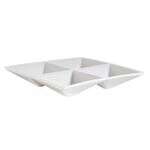 C.A.C. CMP-A7, 6.5-Inch White Porcelain 4 Section Square Dish, 2 DZ/CS