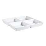 C.A.C. CMP-D12, 14 Oz 12-Inch White Porcelain 4 Compartment Square Tray, DZ