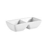 C.A.C. CN-2T8, 6 Oz 7.87-Inch White Porcelain 2 Compartment Rectangular Tray, 2 DZ/CS