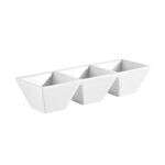 C.A.C. CN-3T9, 4 Oz 9.62-Inch White Porcelain 3 Compartment Tray, 2 DZ/CS