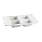 C.A.C. CN-4T8, 1 Oz 8-Inch White Porcelain 4 Compartment Tasting Tray, 2 DZ/CS
