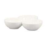 C.A.C. COL-43, 3 Oz (x3) 8.5-Inch White Porcelain 3 Compartment Leaf Shape Bowl, DZ