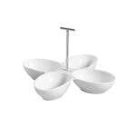 C.A.C. COL-44, 8.5 Oz (x4) 13.5-Inch White Porcelain 4 Compartment Bowl with Metal Handle, DZ