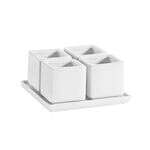 C.A.C. DT-SQ5, 2.5 Oz Porcelain 4-Square Bowls on Square Tray, 10Set/Cs