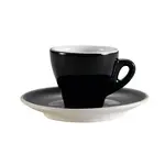 C.A.C. E-3-BLK, 3.5 Oz Black Porcelain Espresso Cup with 4.87-Inch Saucer, 48Set/Cs