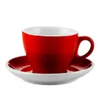 C.A.C. E-75-R, 7.5 Oz Red Porcelain Espresso Cup with 5.87-Inch Saucer, 36-Set/CS