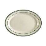 C.A.C. GS-14, 12.5-Inch Stoneware Greenbrier Oval Platter with Green Band, DZ