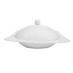 C.A.C. KSE-210, 20 Oz 10-Inch Porcelain Kingsquare Square Pasta Bowl with Lid, 6-Set/CS