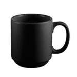 C.A.C. PRM-12-BLK, 12 Oz 3.25-Inch Stoneware Black Prime Straight Stacking Mug, 3 DZ/CS