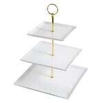 C.A.C. PTE-SQ3, 10-Inch Porcelain Square 3-Tier Serving Tray, 8-Set/CS