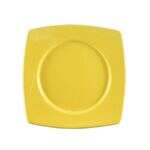 C.A.C. R-SQ21-Y, 11.87-Inch Porcelain Yellow Round In Square Plate, DZ