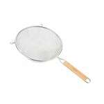 C.A.C. SSTR-11D, 11-inch Stainless Steel Double Mesh Strainer with Wood Handle
