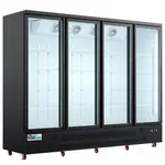 Coldline D4-B, 98-Inch Four Glass Door Merchandiser Freezer with LED Lighting, Black