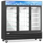 Coldline D80-B, 79-Inch Three Glass Door Black Merchandiser Freezer with LED Lighting