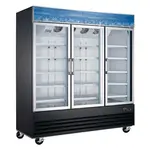 Coldline G80-B 78-inch Triple Glass Swing Door Black Merchandising Refrigerator
