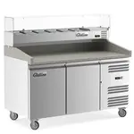 Coldline PDR-60-SG, 60-Inch Refrigerated Pizza Prep with Refrigerated Glass Topping Rail