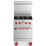 Cookline CR24-4, 24-Inch 4 Burner Commercial Range with Oven - 151,000 BTU