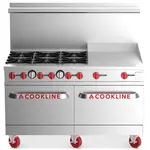 Cookline CR60-24G, 60-Inch Commercial Range, 6 Burner, 2 Oven, 24-Inch Flat Griddle