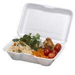 Dart 205HT1, 9x6x3-Inch Performer White Single Compartment Foam Container with a Removable Hinged Lid, 200/CS