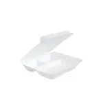 Dart 80HT3R 8x8x2-Inch Performer White 3-Compartment Foam Container With A Hinged Lid, 200/CS