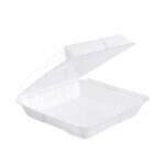 Dart 95HTPF1R 10x9x3-Inch Performer White Insulated Foam Container With A Removable Hinged Lid, 200/CS