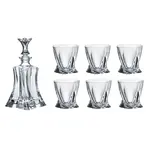 Default Bohemia Florale Whiskey Set, 1 Bohemian Crystal Glass 23-Ounce Decanter with Stopper and 6 Tumblers