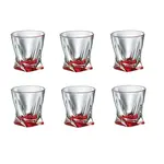 Default Bohemia Crystal 943400011, 11 Oz Quadro Crystal Glass Red Tumblers, 6/pk