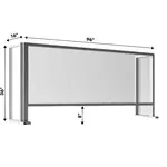 Default 96x16x36, 8" Opening Free Standing Plexiglass and Aluminum Cashier Protection Guard, Clear Anodized
