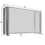 72x16x36, 4" Opening Free Standing Plexiglass and Aluminum Cashier Protection Guard, Clear Anodized