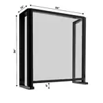 36x16x36, 4" Opening Free Standing Plexiglass and Aluminum Cashier Protection Guard, Black Painted