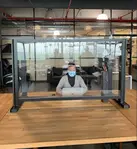 48x16x36, 4" Opening Free Standing Plexiglass and Aluminum Cashier Protection Guard, Black Painted