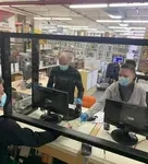 Default 72x16x36, 4" Opening Free Standing Plexiglass and Aluminum Cashier Protection Guard, Black Painted