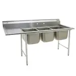 Eagle Group 412-16-3-18L, Stainless Steel Commercial Compartment Sink with Three 16-Inch Bowls and Left Side 18-Inch Drainboard, NSF