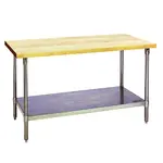 Eagle Group MT2448B, 24x48-Inch Hardwood Baker's Table with Flat Top, Galvanized Legs and Adjustable Undershelf, NSF, KCL