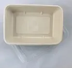 EccoCane EB888, 34 Oz Rectangular PFAS-Free Natural Bagasse Blend Container, 300/CS