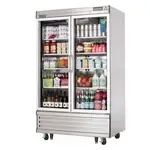 Everest Refrigeration EBGNR2, 39.38-Inch 33 cu. ft. Bottom Mounted 2 Section Glass Door Reach-In Refrigerator