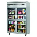 Everest Refrigeration ESGRH4, 49.63-Inch 48 cu. ft. Top Mounted 2 Section Glass Half Door Reach-In Refrigerator