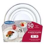 Fineline Settings 1116050, 7.25x10.25-inch Caterer Choice Round Foil Trim Plates Combo, 6/CS