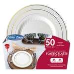 Fineline Settings 1117050, 7.5x10.25-inch Caterer Choice Round Foil Trim Plates Combo, 6/CS