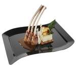 Fineline Settings 1410-BK, 10x5.75-inch Wavetrends Black Polystyrene Rectangular Dinner Plate, 120/CS (Discontinued)