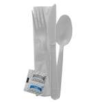 Fineline Settings 17CKFSKPPSP.WH, 8-inch ReForm Wrapped Polypropylene White Cutlery Kit (Fork, Spoon, Knife, Napkin, Salt&Pepper), 250/CS