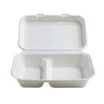 Fineline Settings 42RH96S2, 9x6x2.7-inch 2-Compartment Conserveware Bagasse Rectangular Hinged Container, 250/CS (Discontinued)