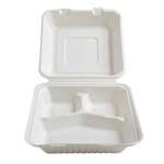 Fineline Settings 42SHD8S3, 8x8x3.1-inch 3-Compartment Conserveware Bagasse Deep Hinged Container, 200/CS (Discontinued)