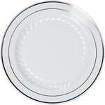 Fineline Settings 507-WH, 7.5-inch Silver Splendor White Plate with Golden Rim, 150/CS